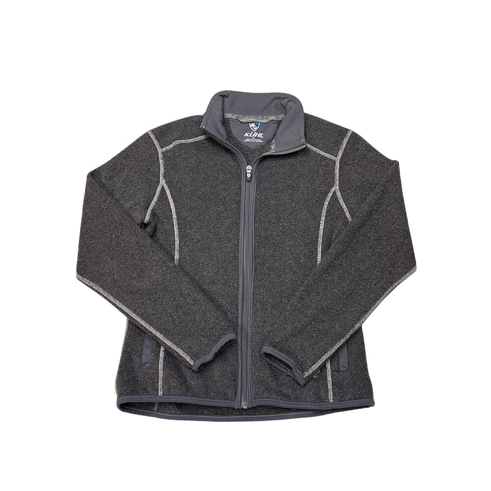 Kuhl Alfpaca Fleece Jacket Womens Size Medium Gray Full Zip Thumb Holes Outdoor